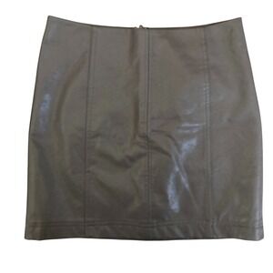 Women's Classic Sexy Gray Faux Leather Mini Skirt Back Zipper NWT Sz M